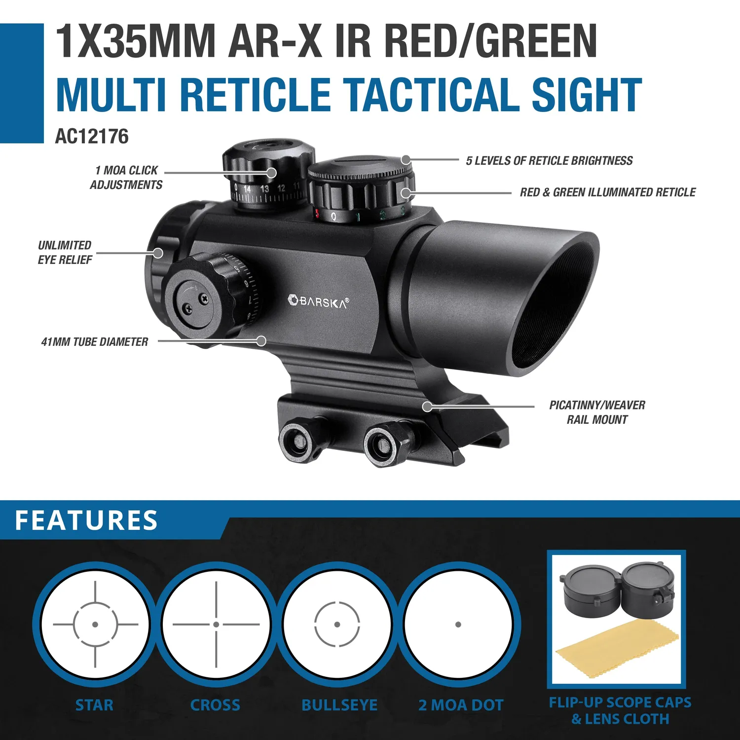 Barska AR-X 1x35 AC12176 richtkijker red dot 4 reticle