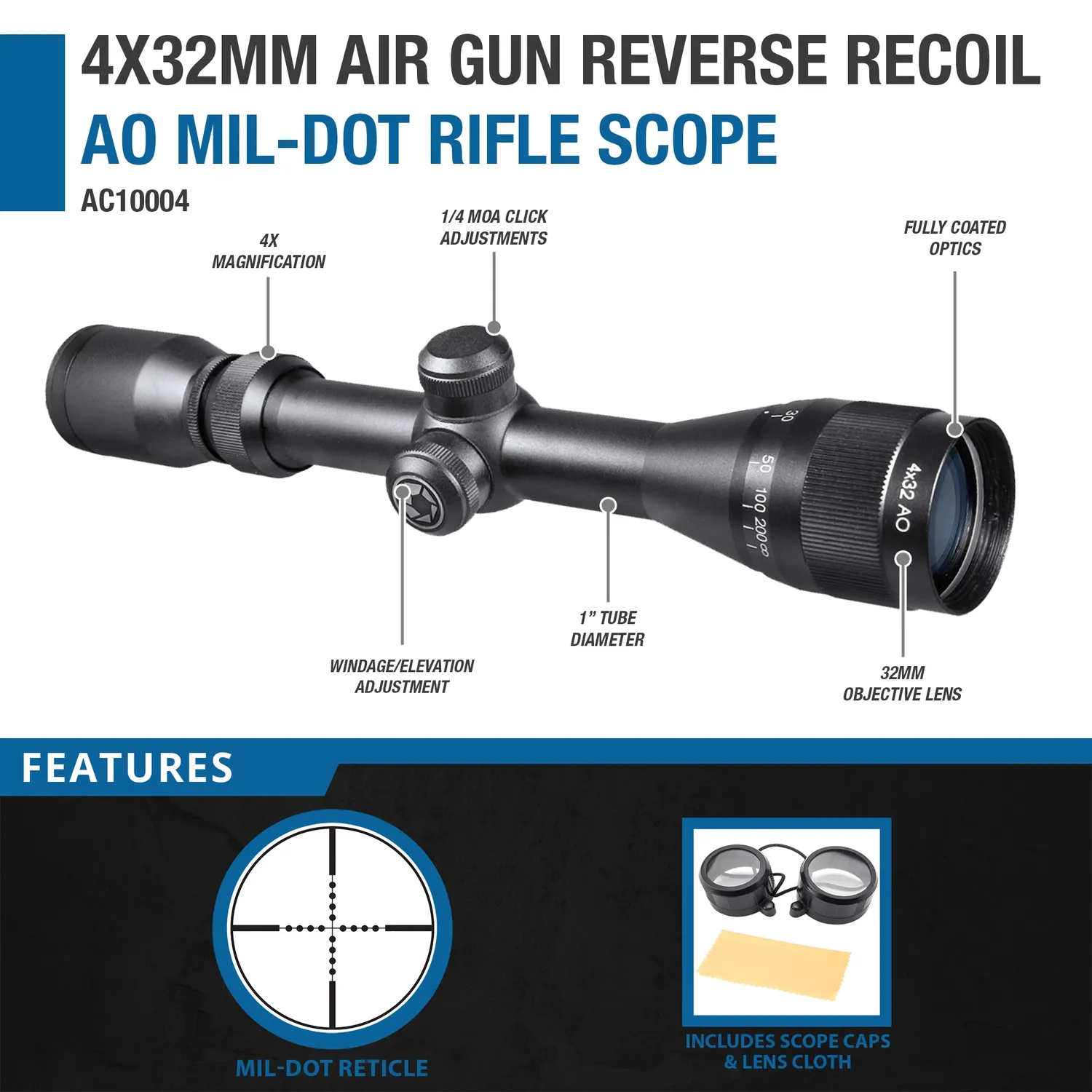 Barska Air Gun AC10004 richtkijker 4x32 AO