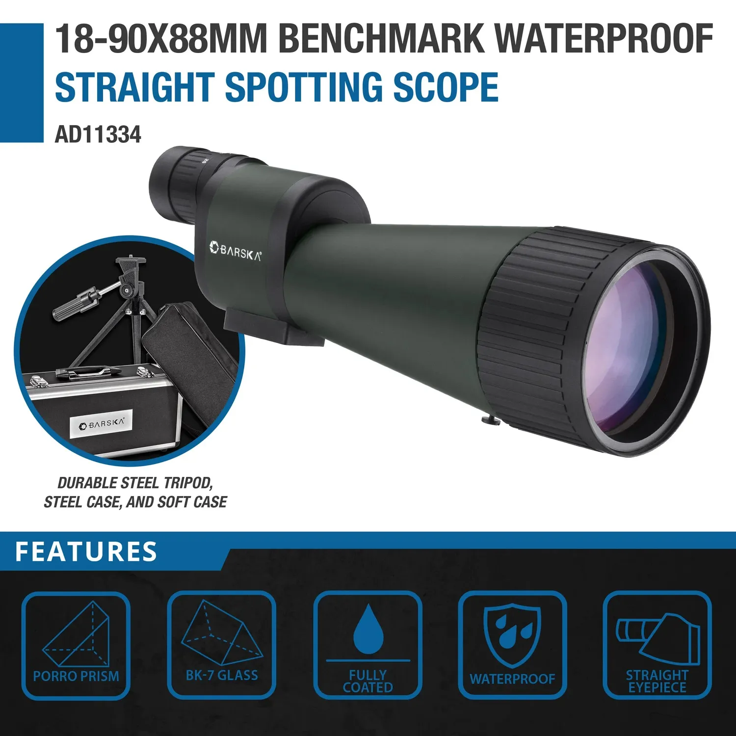 Barska Benchmark AD11334 spotting scope 18-90x88 recht