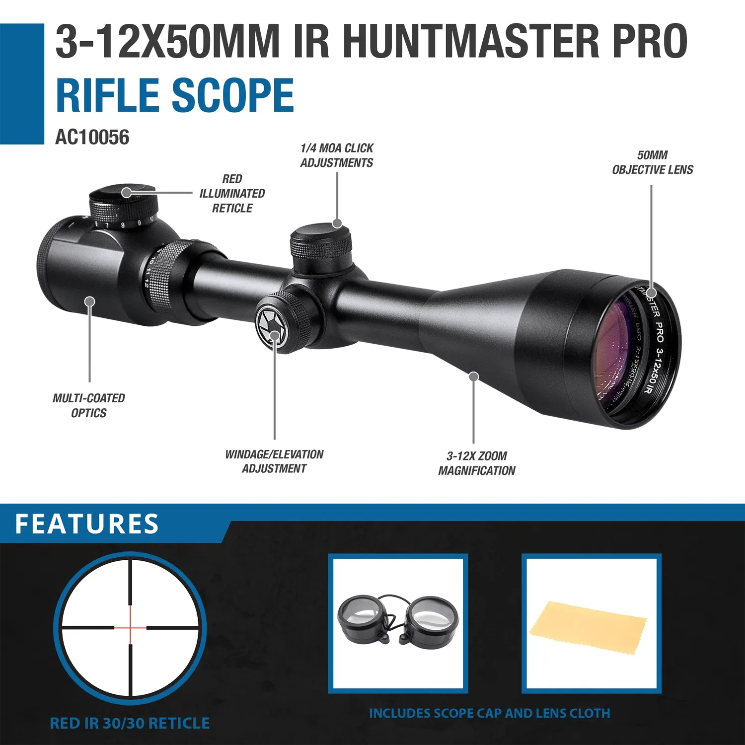 Barska Huntmaster Pro 3-12x50 AC10056 richtkijker verlicht IR