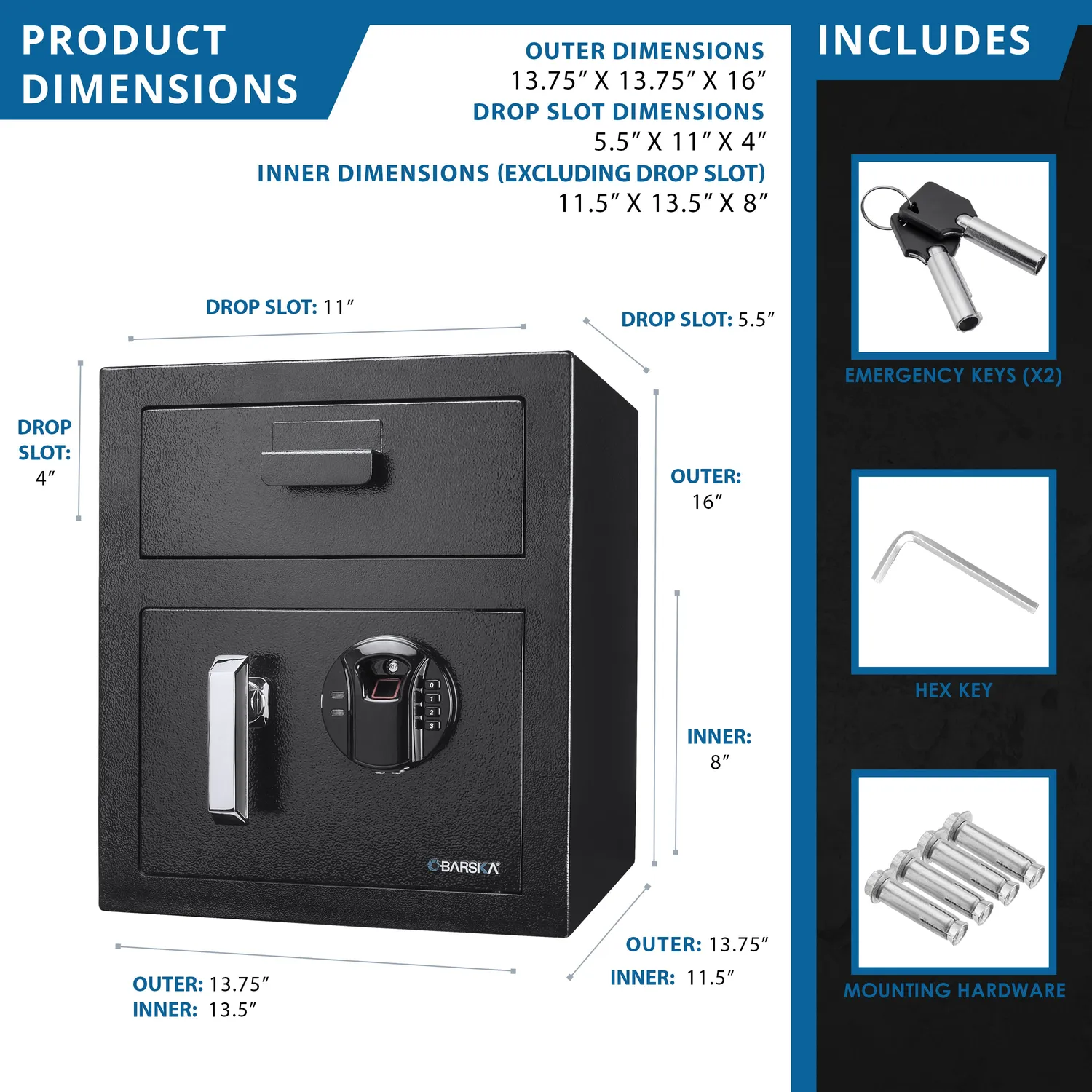 Barska AX13108 afstortkluis biometrisch 0.72 cu ft