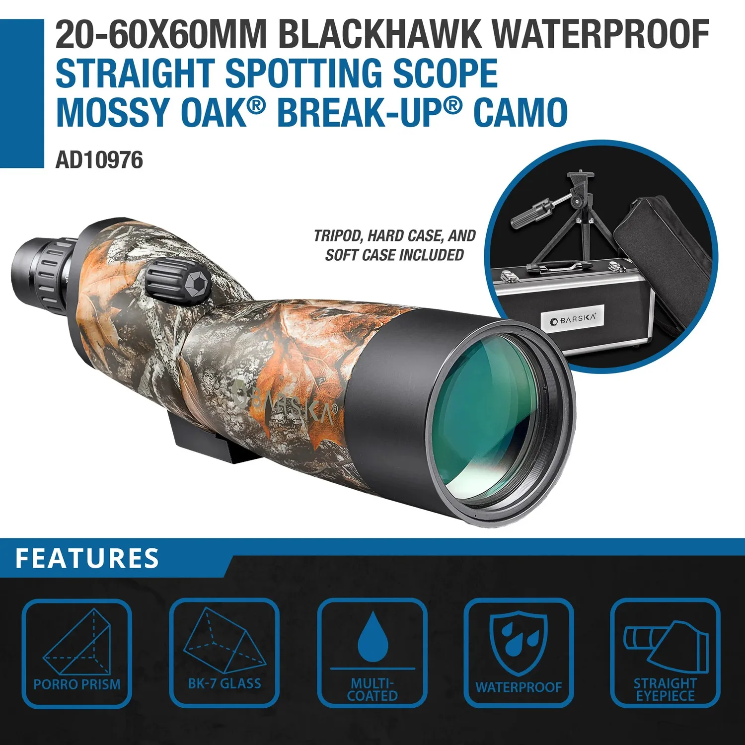 Barska Blackhawk AD10976 spotting scope 20-60x60 camo recht