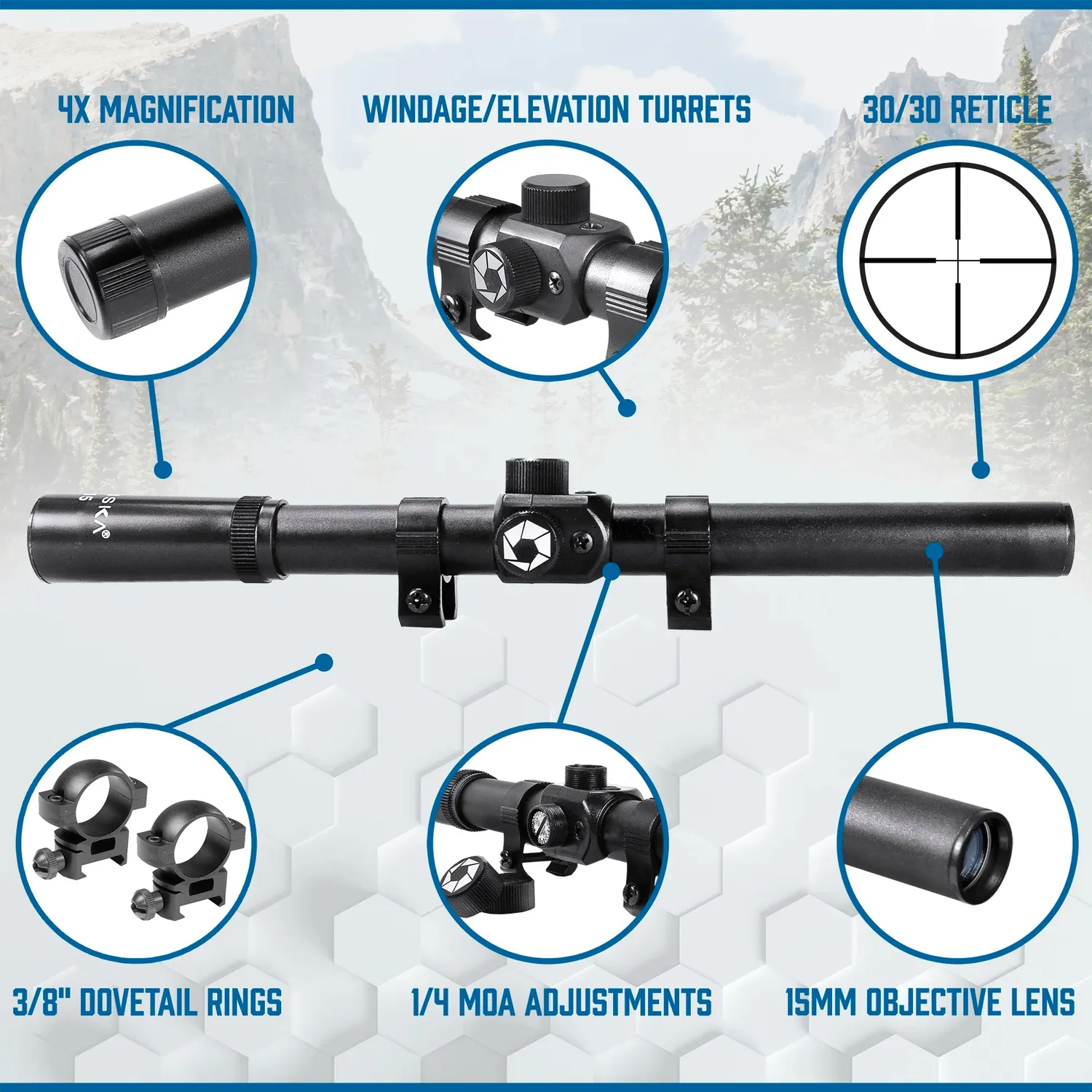Barska Rimfire AC10000 richtkijker 4x15 30/30
