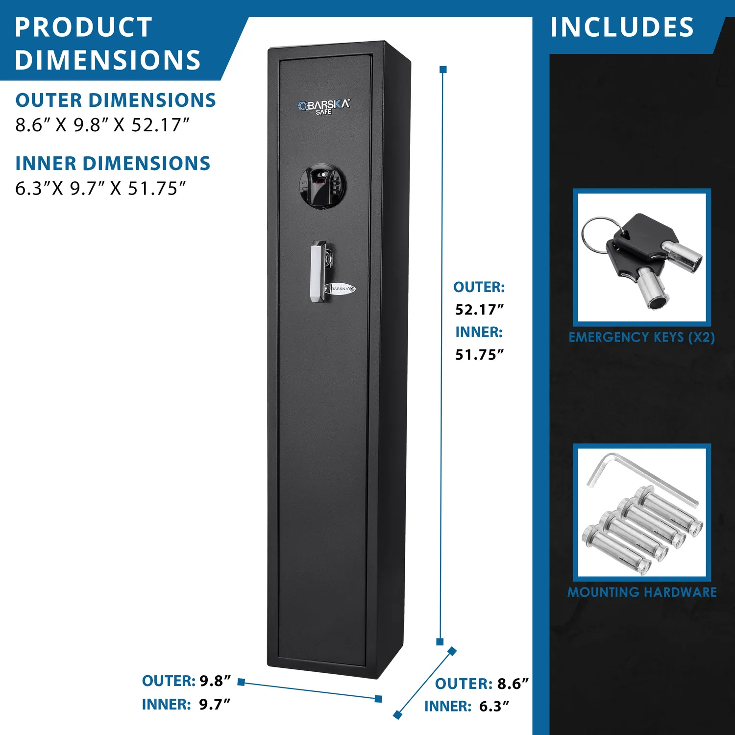 Barska HQ800 AX12760 kluis biometrisch hoog staal