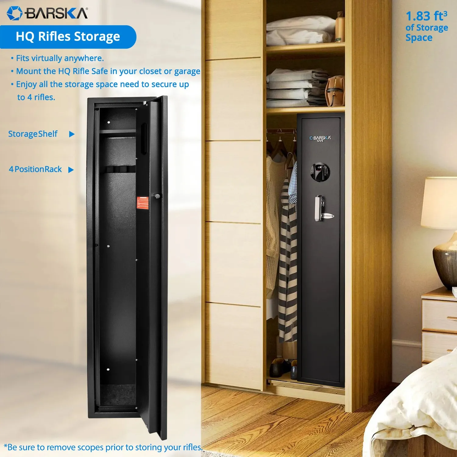 Barska HQ800 AX12760 kluis biometrisch hoog staal