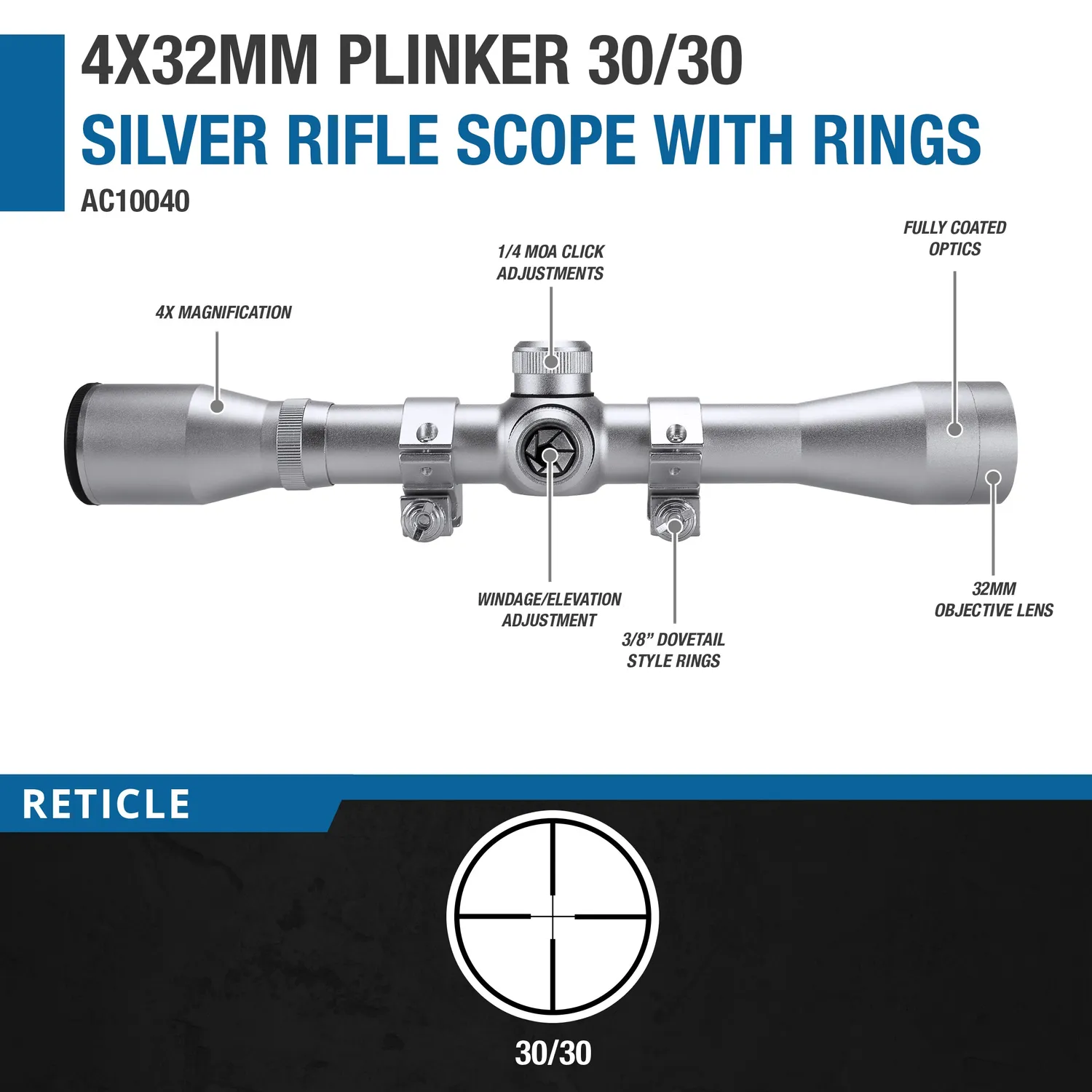 Barska Plinker-22 AC10040 Richtkijker 4x32 Zilver