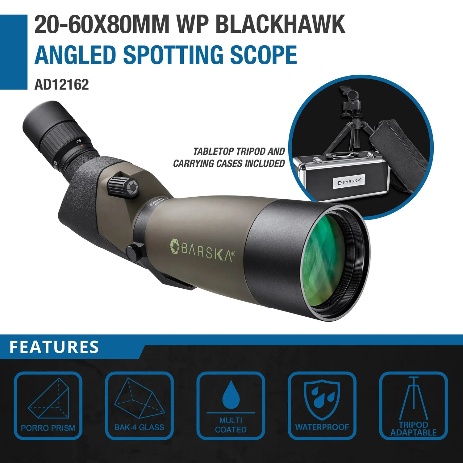 Barska Blackhawk AD12162 spotting scope 20-60x80