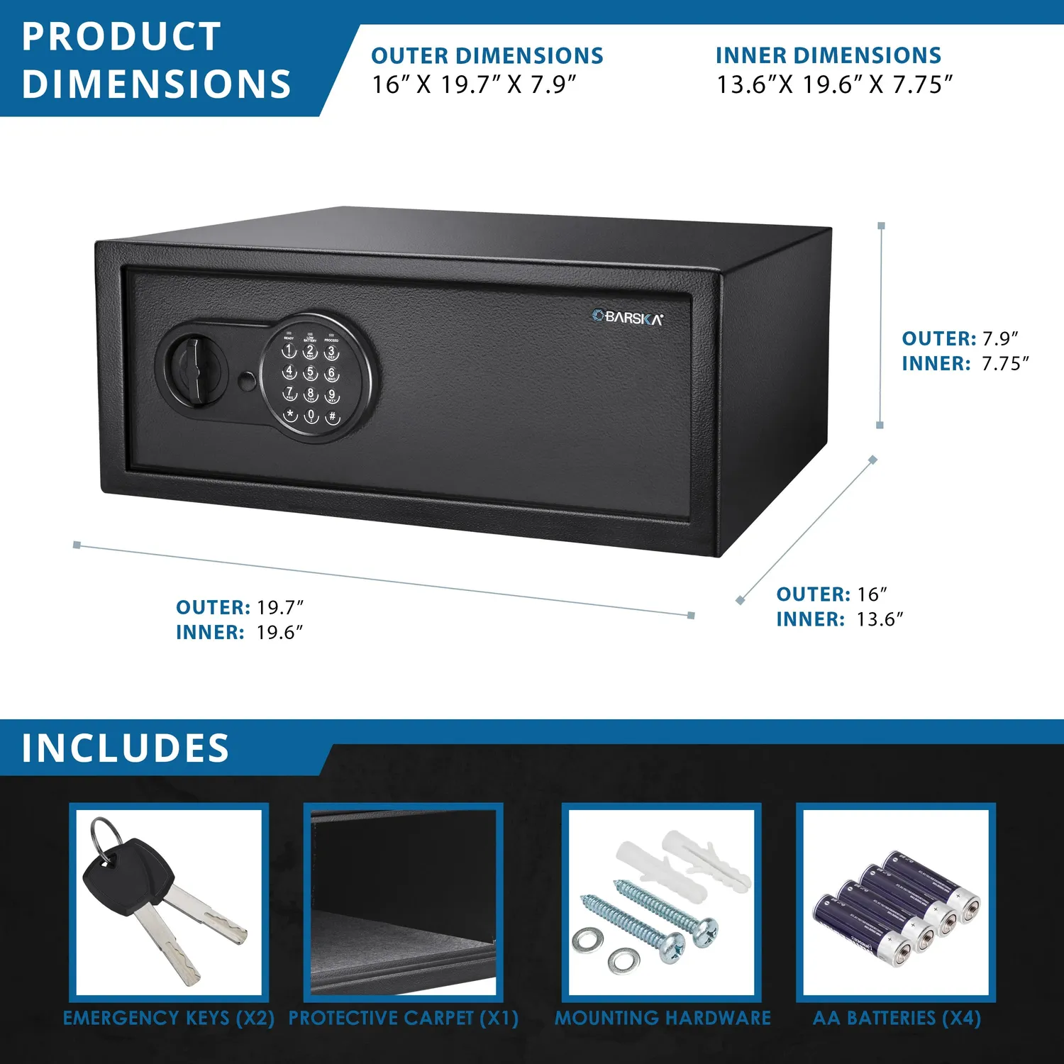 Barska AX13090 kluis digitaal 1.2 cu ft code