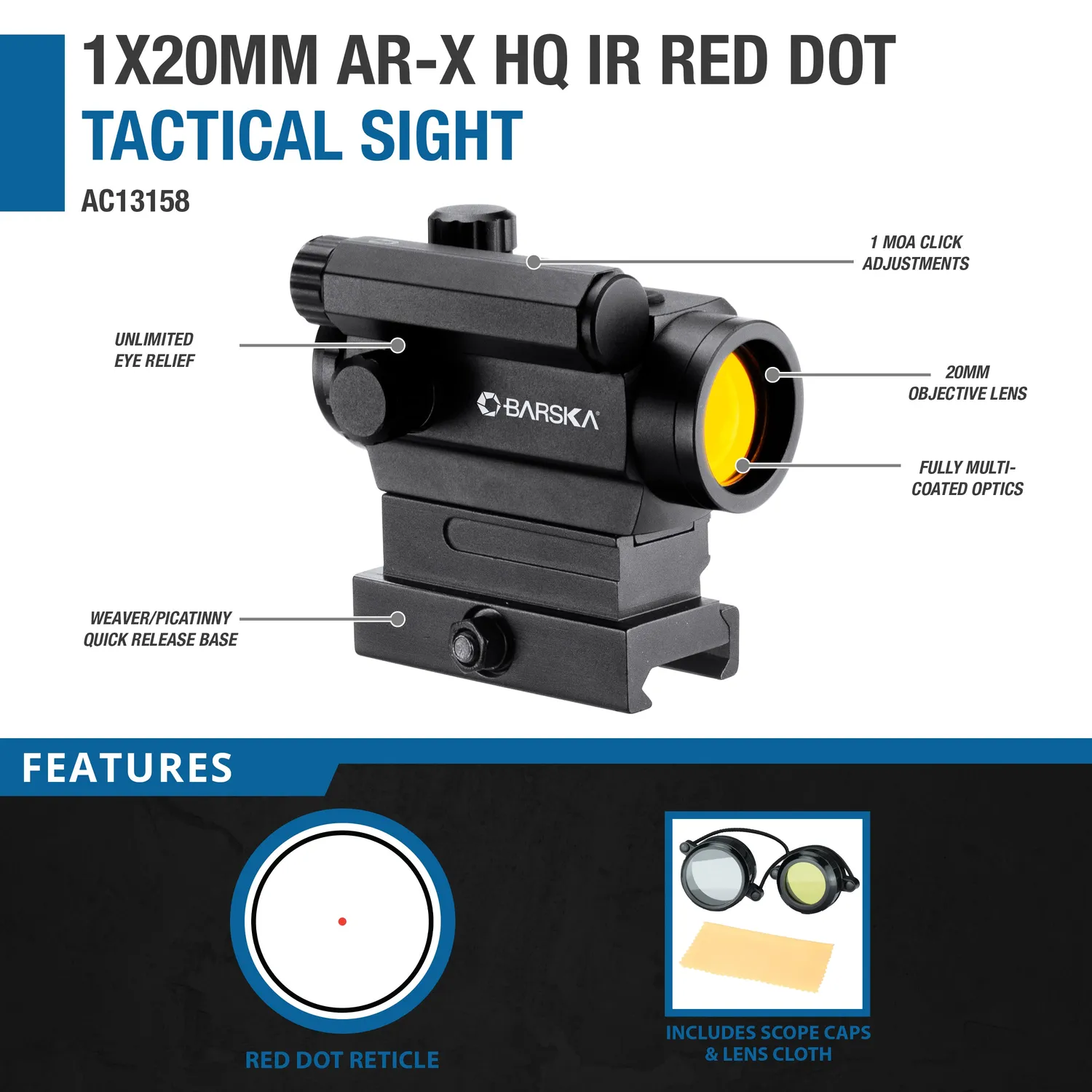 Barska AR-X AC13158 red dot 1x20 vizier automatisch