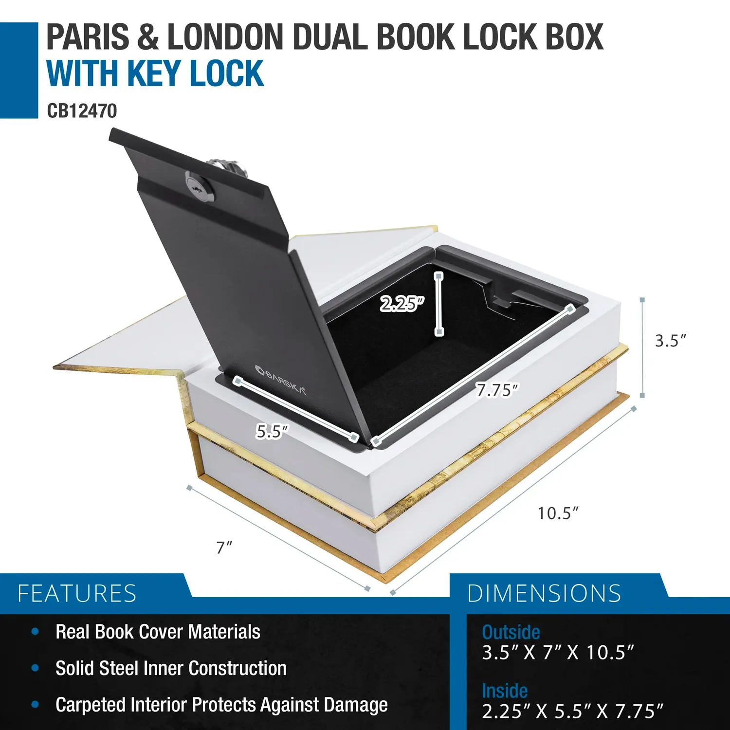 Barska Paris & London CB12470 boekkluis dubbel met sleutel