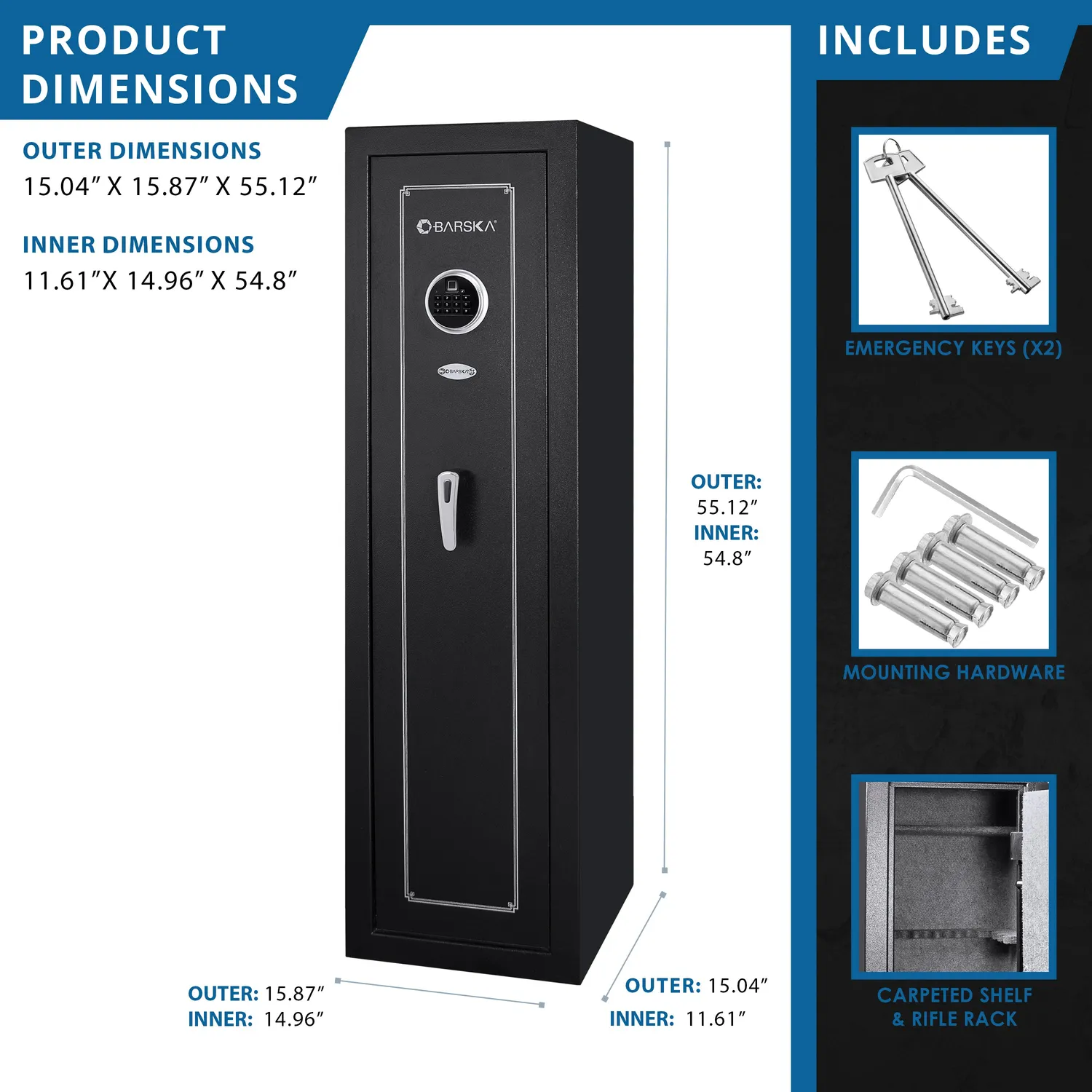 Barska AX13646 kluis biometrisch 10 wapens vingerafdruk