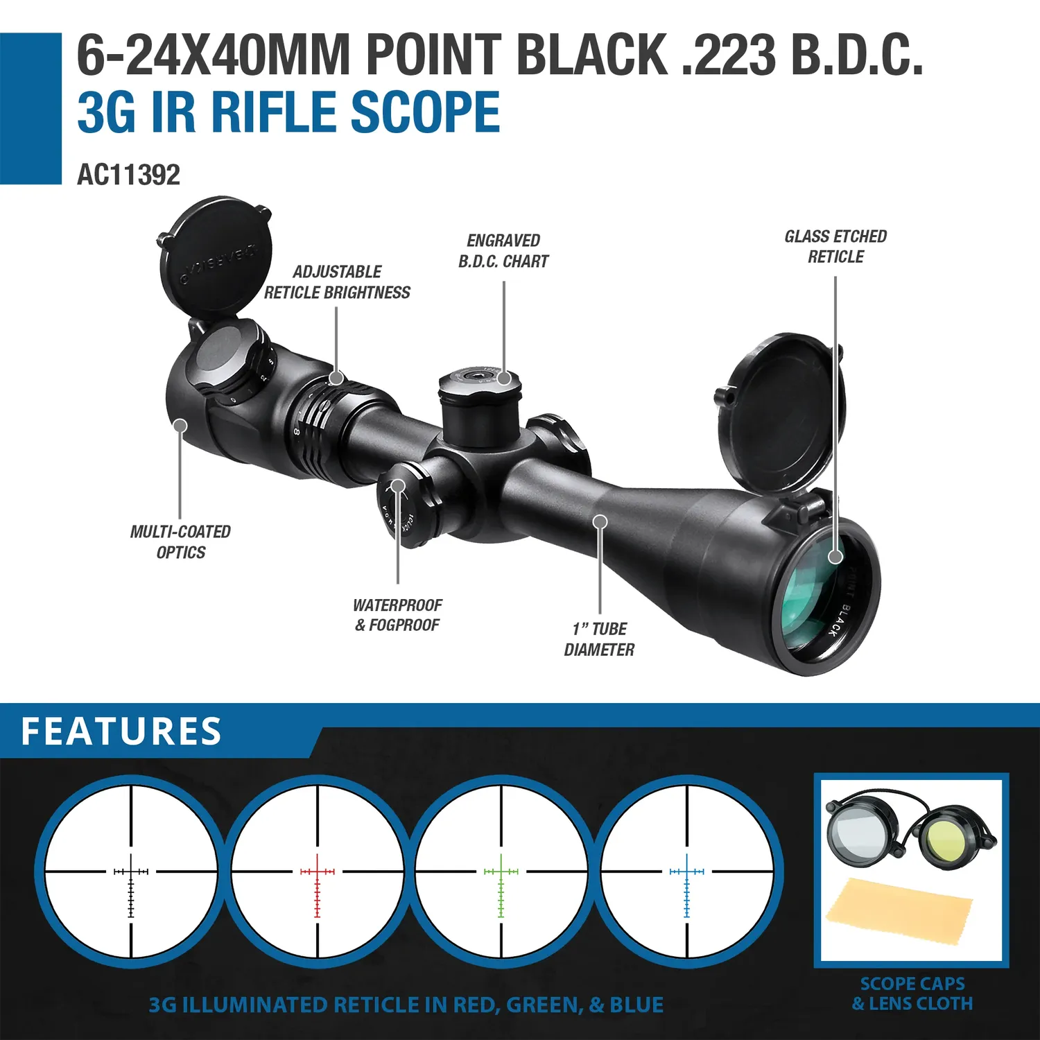 Barska Point Black 6-24x40 richtkijker 3G IR verlicht