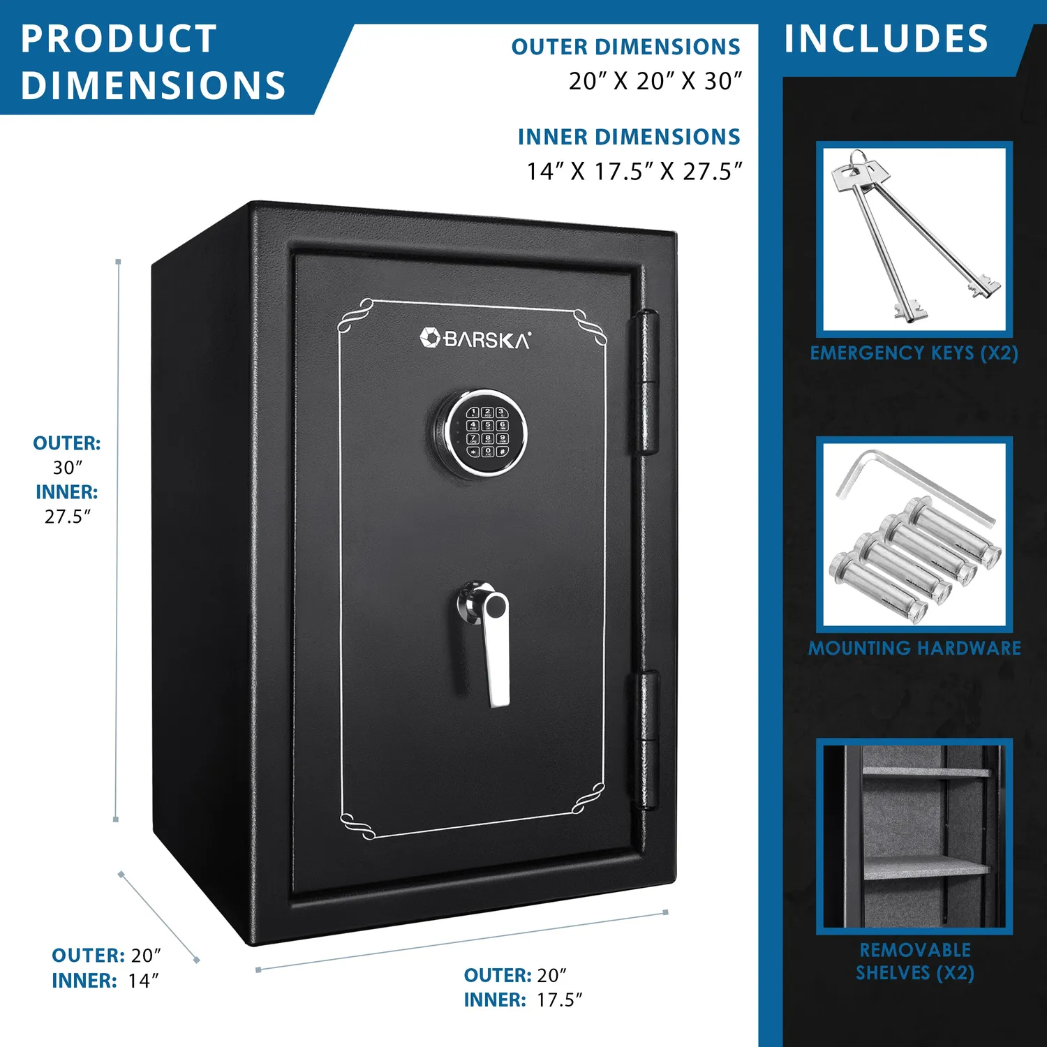 Barska FireVault FV500 brandkluis met code groot brandwerend