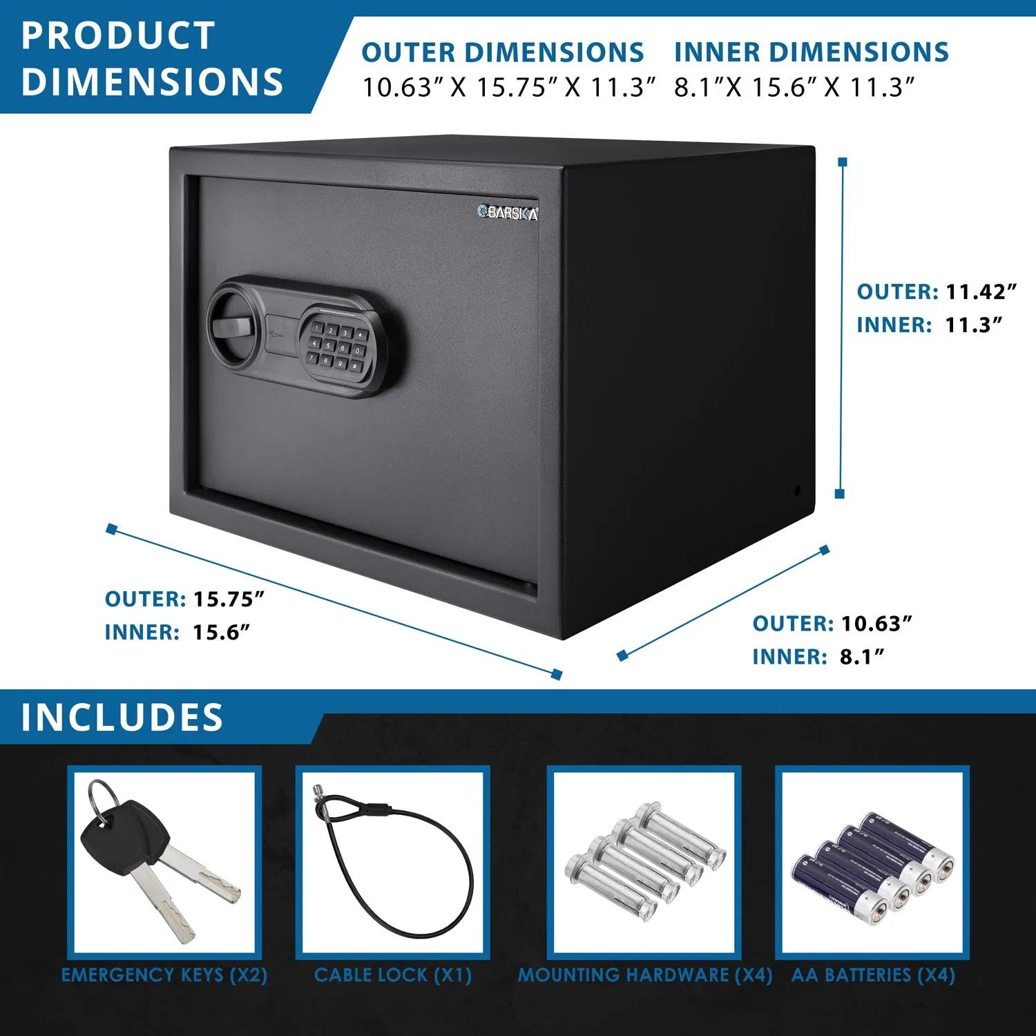 Barska WardenLight WL80 kluis 0.8 cu ft LED AX13748