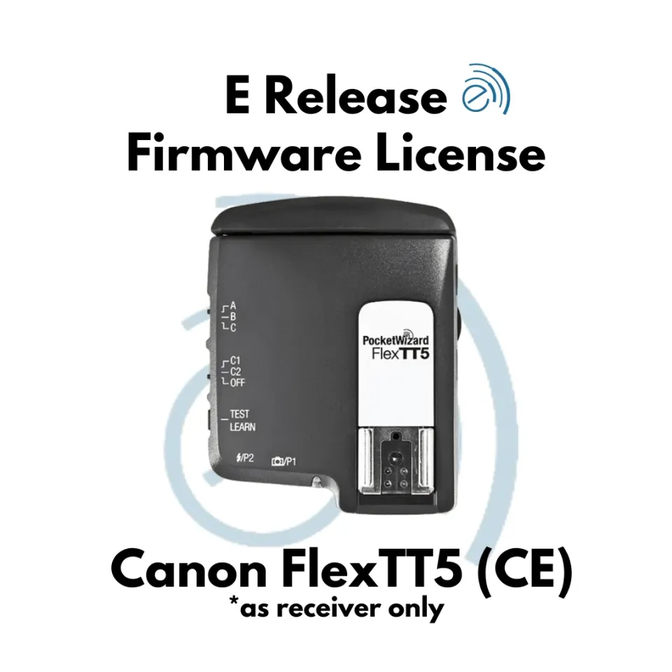 PocketWizard FlexTT5 Canon E Release firmwarelicentie CE ontvangst