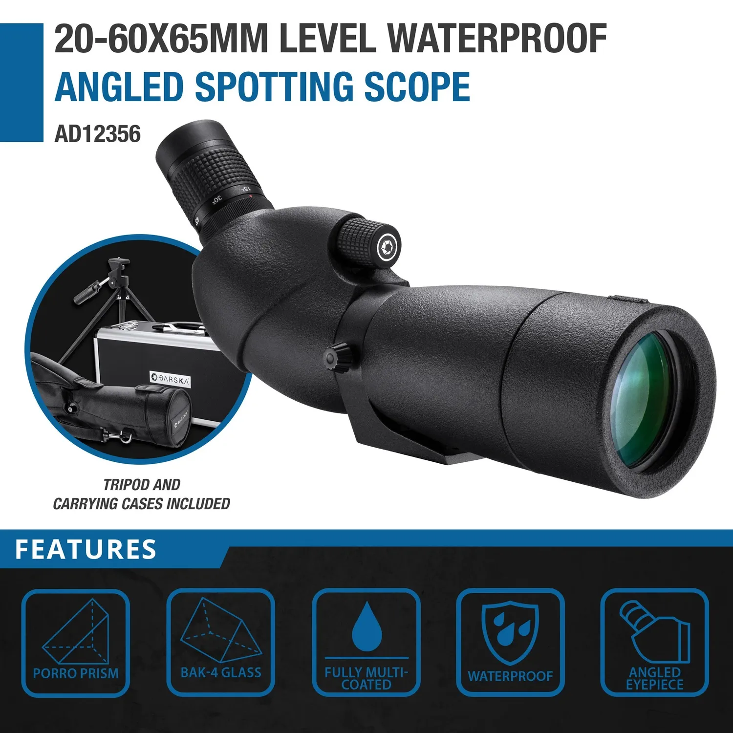 Barska Level AD12356 spotting scope 20-60x65 angled