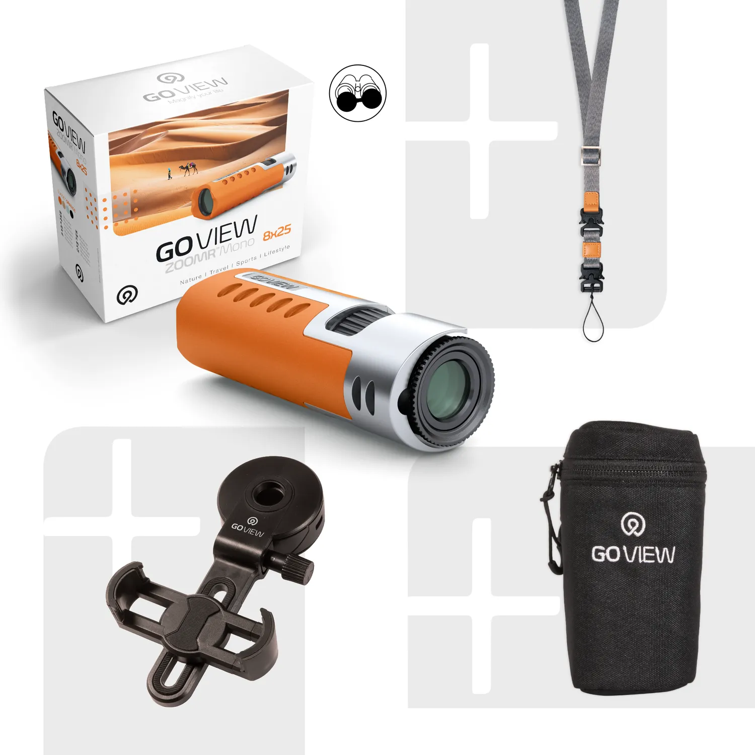 Go View ZOOMR Mono 8x25 monokijker Sunset Orange 8x