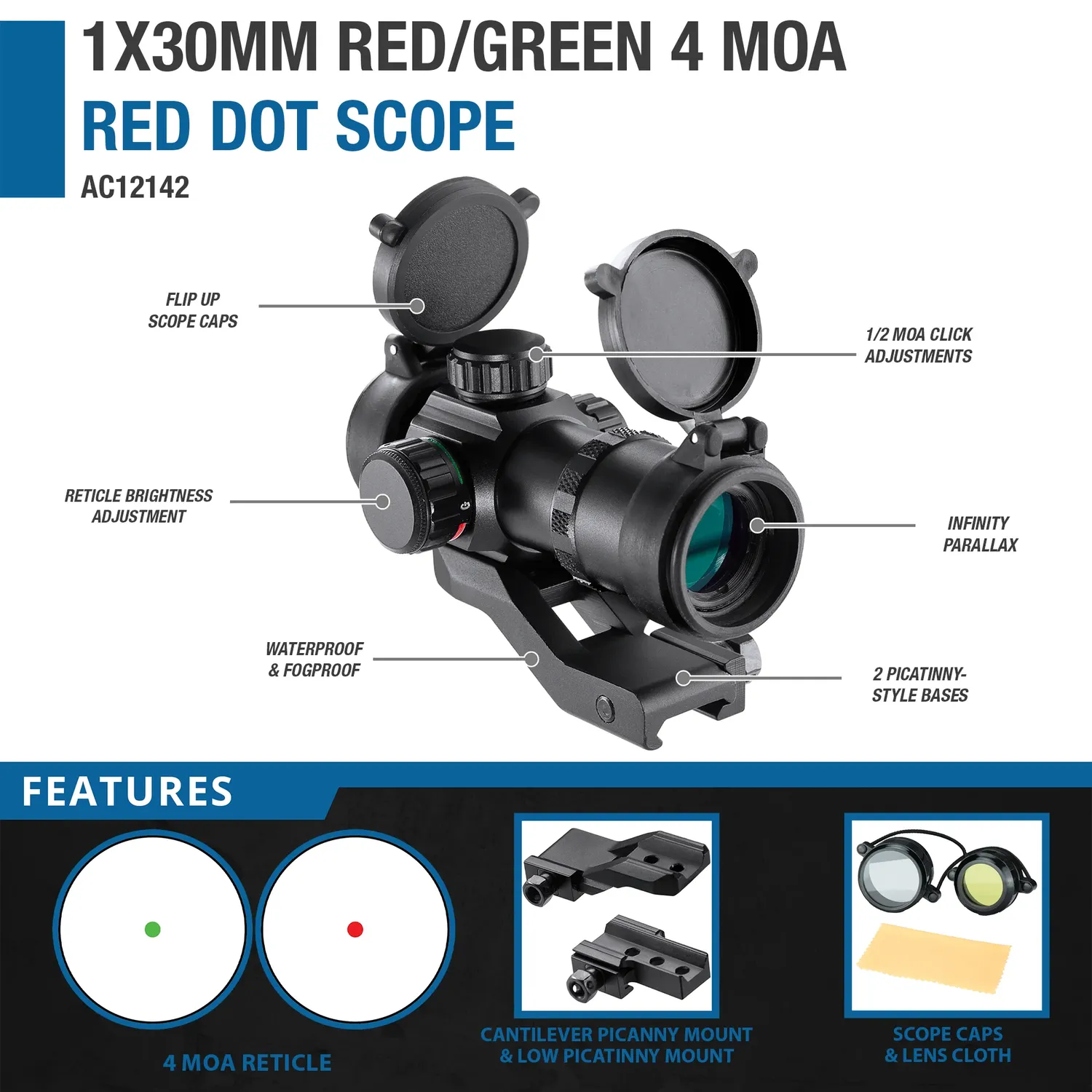 Barska AC12142 red dot sight 1x30 rood/groen