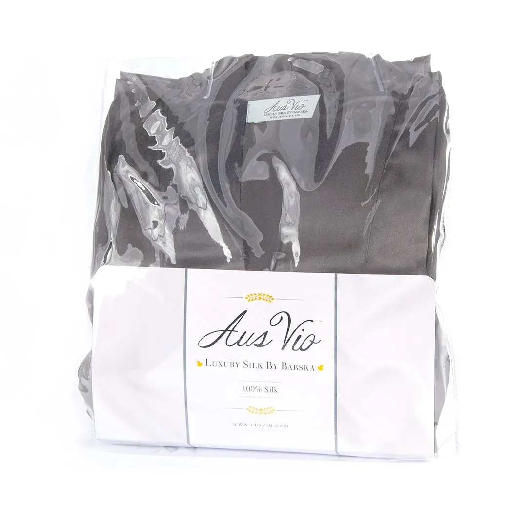 Aus Vio Charmeuse BM12572 satijnen badjas grijs S/M