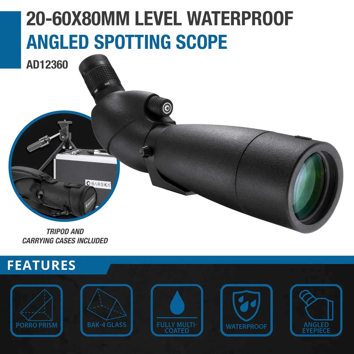 Barska Level AD12360 spotting scope 20-60x80 schuine inkijk