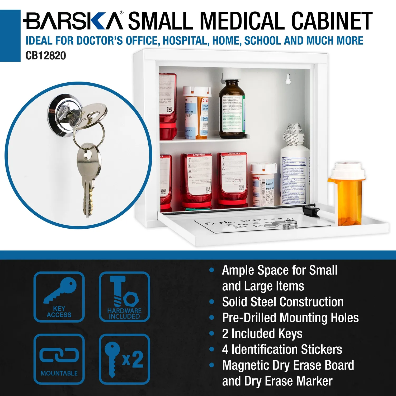 Barska CB12820 medicijnkastje met slot staal