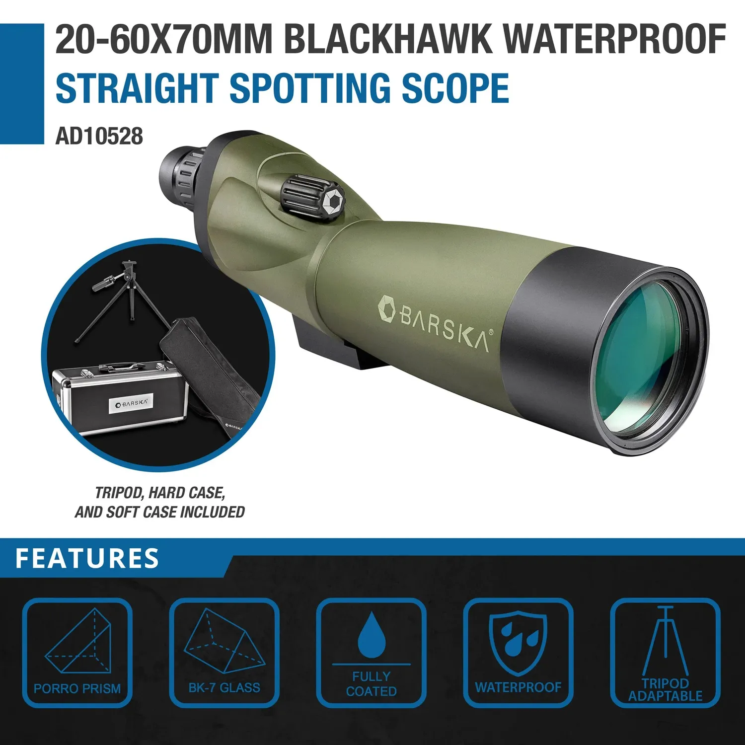 Barska Blackhawk AD10528 spotting scope 20-60x70 waterdicht