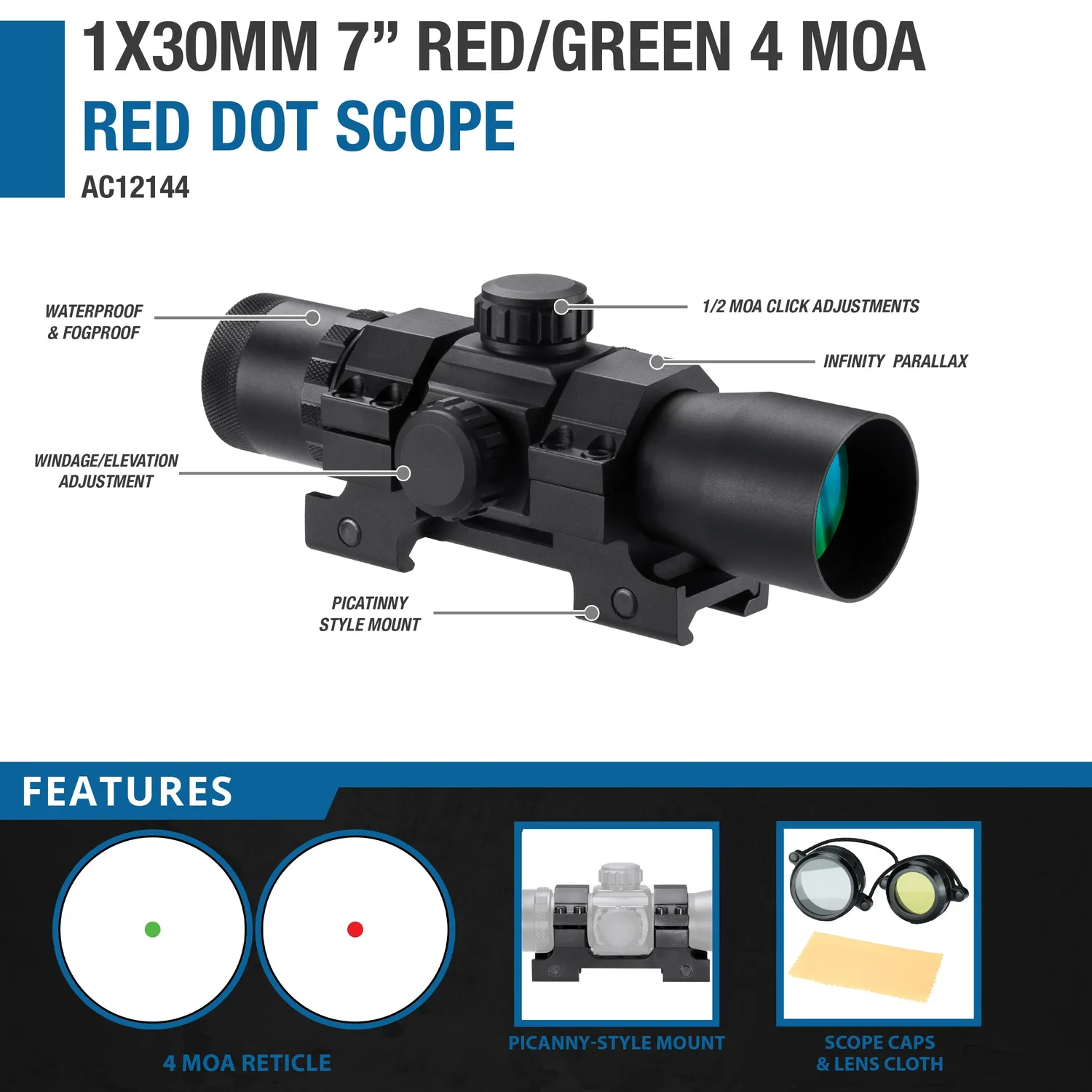 Barska AC12144 1x30 red dot vizier rood/groen