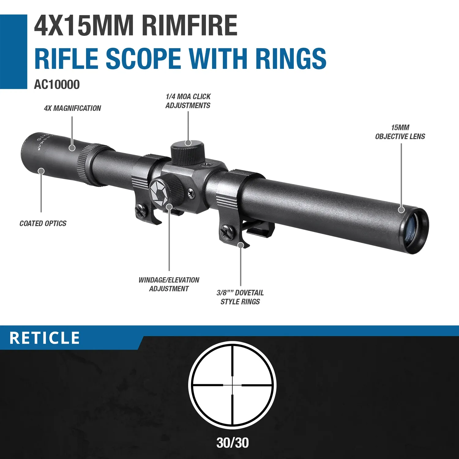 Barska Rimfire AC10000 richtkijker 4x15 30/30