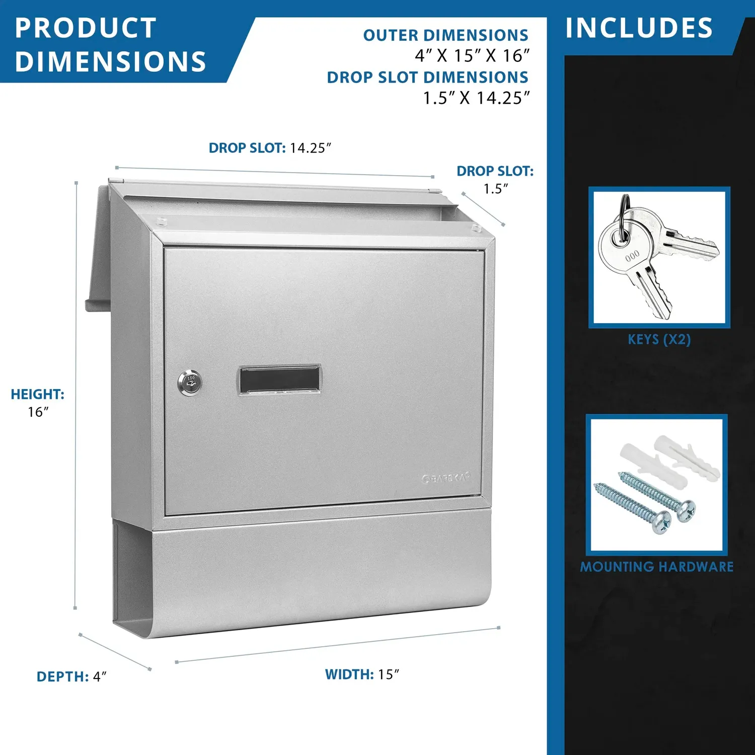 Barska Contemporary brievenbus CB13698 met krantenvak slot