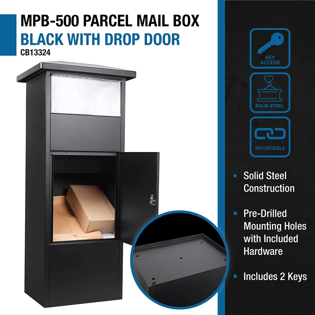 Barska MPB-500 pakketbox met klep zwart staal