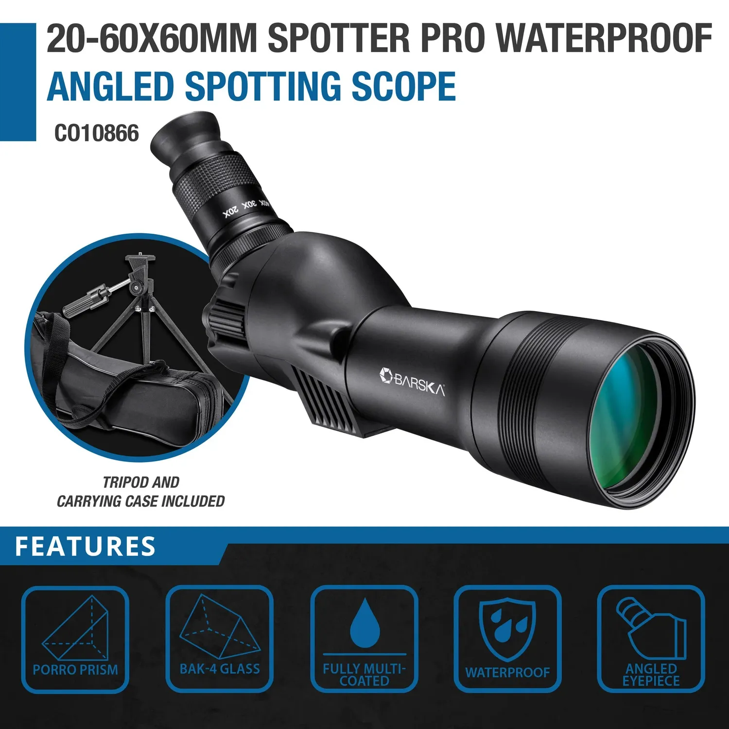 Barska Spotter Pro 20-60x60 AD12570 spotting scope angled