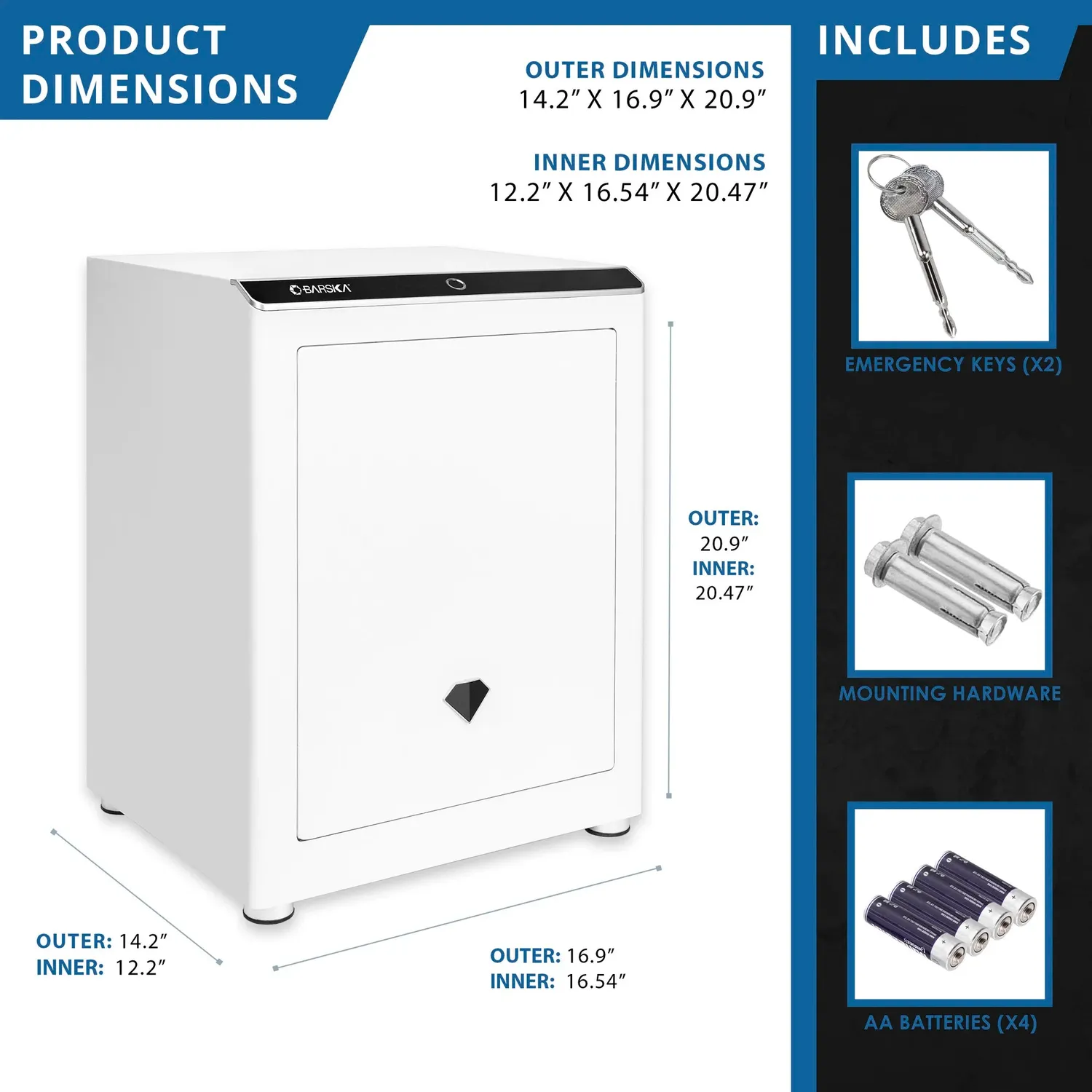 Barska Diamond AX13940 kluis biometrisch 68 liter touchscreen