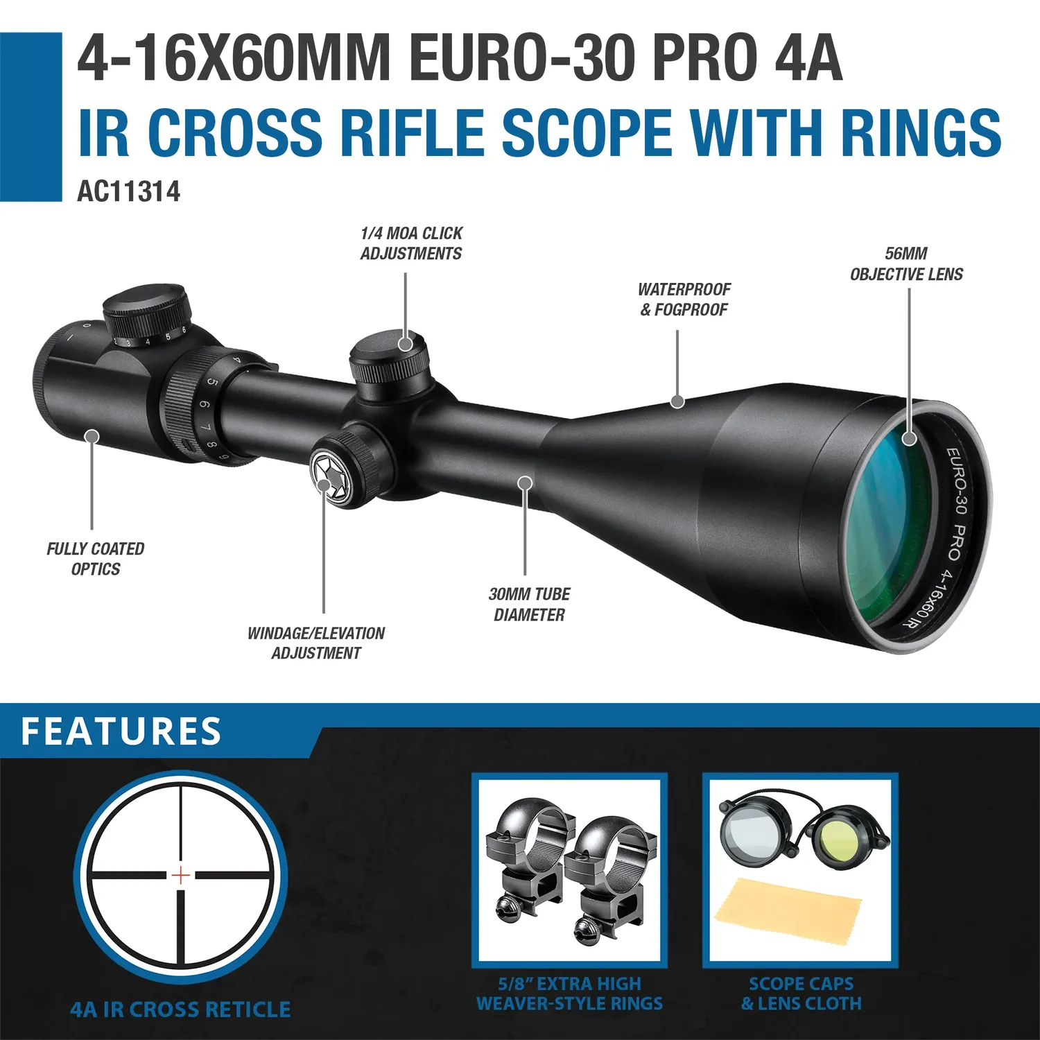 Barska Euro-30 AC11314 richtkijker 4-16x60 verlicht