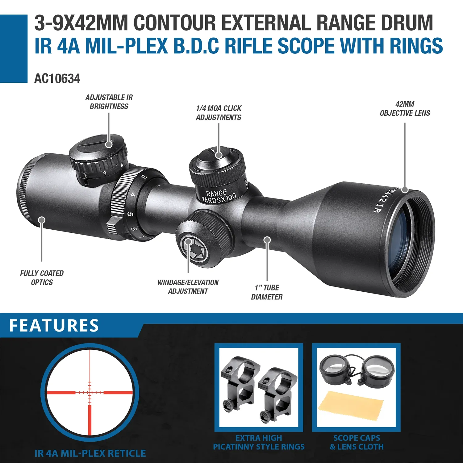 Barska Contour AC10634 richtkijker 3-9x42 verlicht